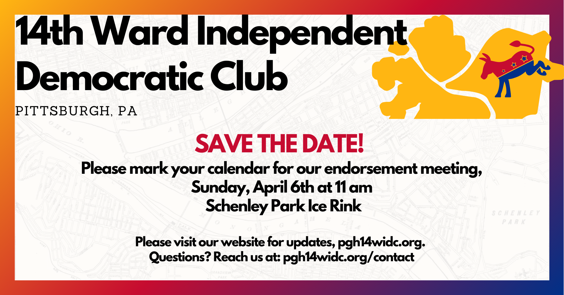 Save the Date for the Club's Endorsement Meeting on April 6, 2025 at the Schenley Park Ice Rink.